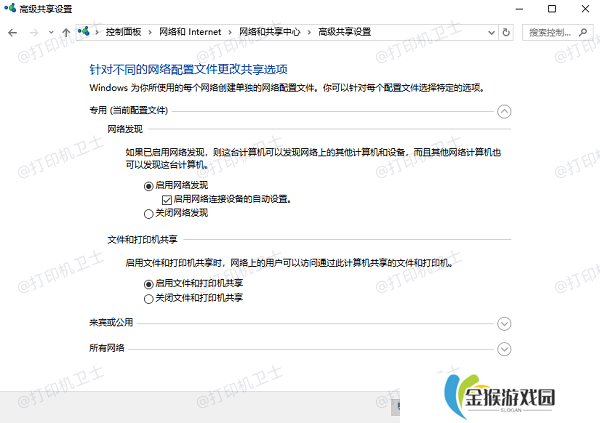 检查并启用网络发现和文件打印共享