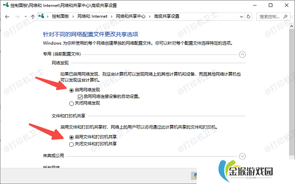 启用网络发现和打印服务